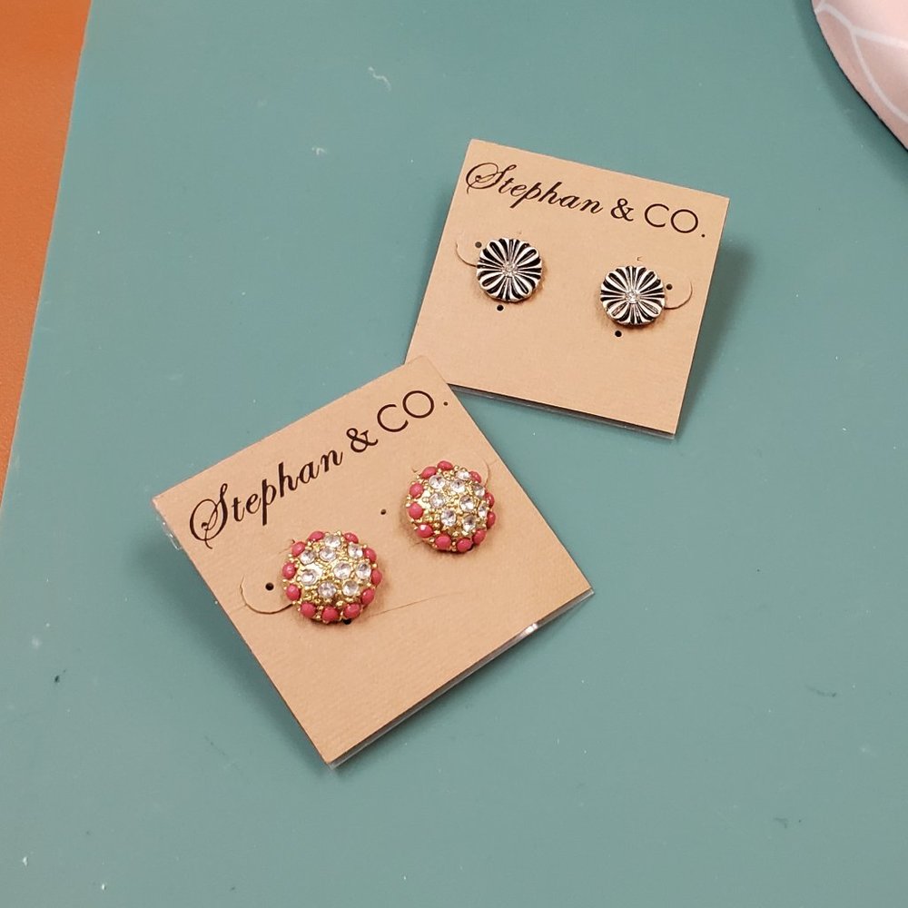 Stephan & Co, NWT, earring bundle, 2 prs pierced post fashion earrings - Picture 1 of 11